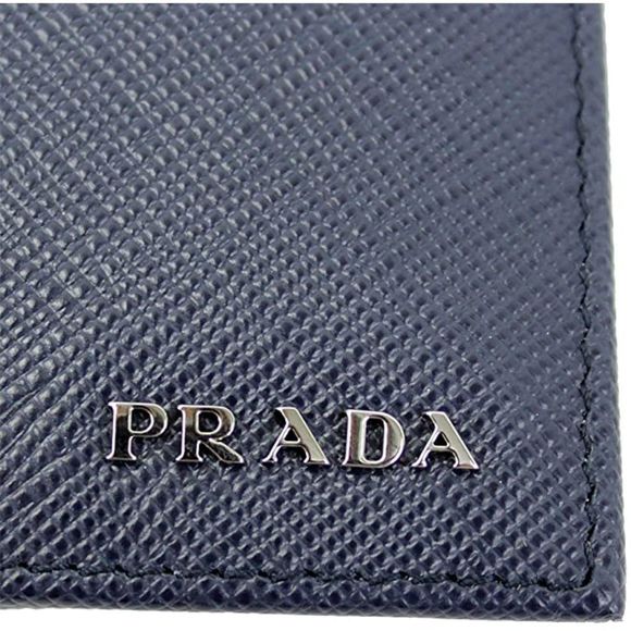 Prada Men's Blue Black Saffiano Cuir Leather Billfold Wallet - Picture 4 of 6